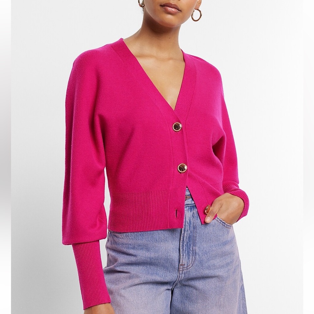 Skimming V-Neck Dolman Sleeve Cardigan